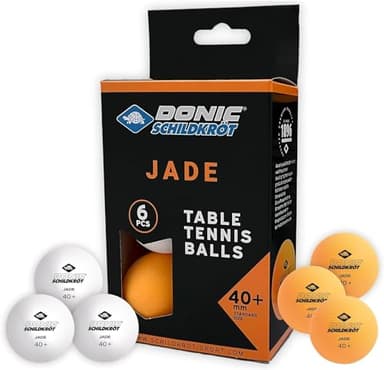 Donic Schildkröt Jade Pelotas Tenis de Mesa | Poly 40+ Oficial 40 mm | Pack 6 un. (3 Blancas + 3 Naranjas) | Ideal recreación y Entrenamiento