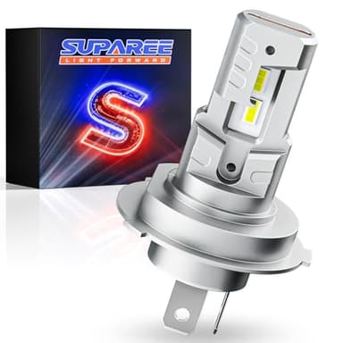 SUPAREE Bombilla LED H4 Motocicleta Bombilla H4 LED Moto Lampara LED H4 Moto para Faro de Moto Hi/Lo 6000K 600% 8000LM 25W 12v 1:1 Mini Size Plug y Play 1 Pc