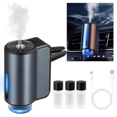 Ambientador para coche, ambientador inteligente para coche con 3 perfumes, universal, recargable, inteligente, 3 modos/color, encendido y apagado automático, ambientador eléctrico con tecnología de