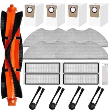 FUANA Kit de accesorios de repuesto para robot aspirador Xiaomi H40 OV51 con 1 cepillo de rodillo principal, 4 cepillos laterales, 4 filtros HEPA, 4 almohadillas para fregona, 4 bolsas de polvo y