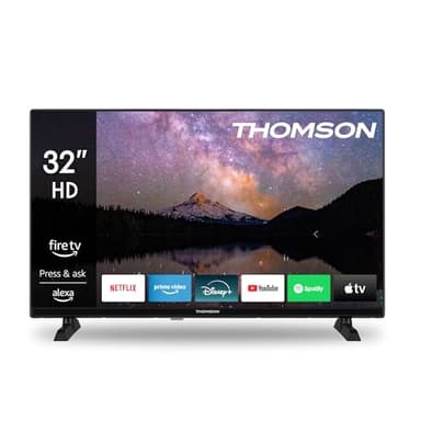 THOMSON 32 Pulgadas (82 cm) HD LED Fire TV mit Alexa-Sprachsteuerung, AirPlay, Triple Tuner(Cable/Satélite/Antena), Bluetooth 5.0, HDMI, USB-Anschlüsse, AV IN, Ci+, USB – 32HF2S34