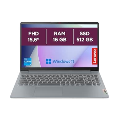 Lenovo IdeaPad Slim 3 Gen 8 – Ordenador Portátil 15.6" FHD Intel Core i5-13420H, 16 GB RAM, 512 GB SSD, Intel UHD Graphics, Wi-Fi 6, Win 11 Home, Office Trial Teclado QWERTY Español - Gris Ártico