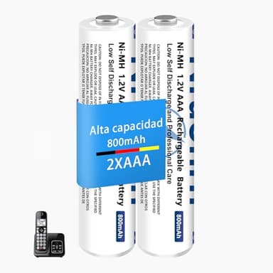 Pilas Recargables AAA 800 mAh, 1,2 V para Gigaset Teléfonos Inalámbricos，AAA Ni-MH Baterías Recargables para Panosonic Teléfonos Inalámbricos，Equipos Domésticos，Baja Autodescarga (2 Piezas)
