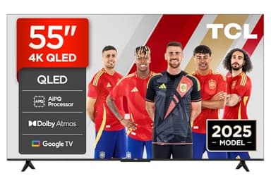 TCL 55T69C 55” QLED, Direct LED TV, 4K HDR, Smart TV Powered by Google TV (Dolby Vision & Atmos, Game Master, Motion Clarity, Compatible with Google Assistant & Alexa)