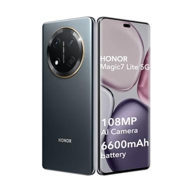 HONOR Magic7 Lite 5G Smartphone 8GB 256GB,108MP Triple Cámara,120Hz 6.78" Pantalla OLED,Batería 6600mAh,IP65M,Android 14,NFC,Doble Sim(Sans Chargeur),Negro