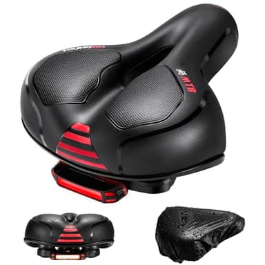 YOUNGDO Sillín Bicicleta, Sillín de Bicicleta con Luz Trasera, Sillin Bici Ergonómico, Asiento de Bicicleta, Cómodo, para Bicicleta Urbana/Bicicleta de Carretera/Bicicleta de Montaña/Ebike
