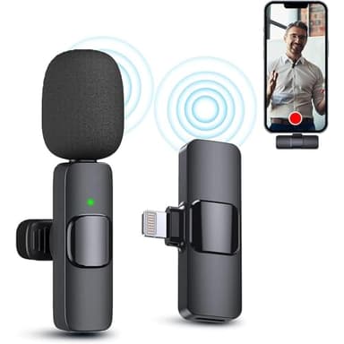 Micrófono Inalámbrico Solapa,Mini Microfono Inalambrico para iOS,Micrófono Lavalier Inalámbrico,Micrófono Inalámbrico Bluetooth para Movil,Plug & Play,Micrófono Portátile para Youtube,TikTok,Vlog