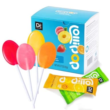 DC24 DAILY CARE Chupachups sin azúcar con vitamina C, Chupachups saludables con xilitol, Surtido de caramelos duros con sabor a frutas para niños, No GMO, Sin gluten, 24 unidades
