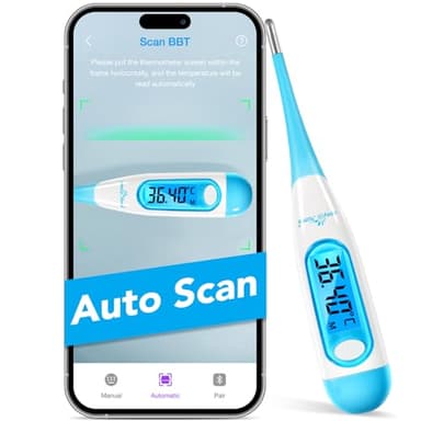 Easy@Home Termómetro basal digital Medir TBC Restrear la ovulación Predecir la fertiliadad con Aplicación Premom Español 1/100 Grados de alta precisión Pantalla LCD con retroiluminación sin Bluetooth