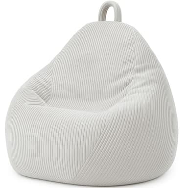 bananair - Puff Salón de Pana - Suave y Cómodo, con Relleno Incluído - Funda Lavable - Puff Pera Práctico y Fácil de Transportar - Bean Bag Versátil, Puff Gamer, Niños (80 x 70 cm, Gris Claro)