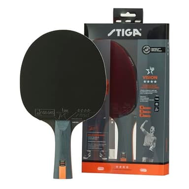STIGA Vision Pala de Tenis de Mesa 4 Estrellas – Marco Rápido de 5+2 Capas con Tecnología Crystal, Goma Star 4 Aprobada por la ITTF, Control y Velocidad para Jugadores Avanzados