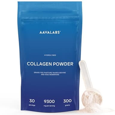 Colageno en Polvo - 300g - Colágeno Bovino Hidrolizado - Alimentado con Pasto con Membrana de Huevo y con Prebioticos - Collagen Peptides Powder - Péptidos de Colageno Hidrolizado - Sin Sabor
