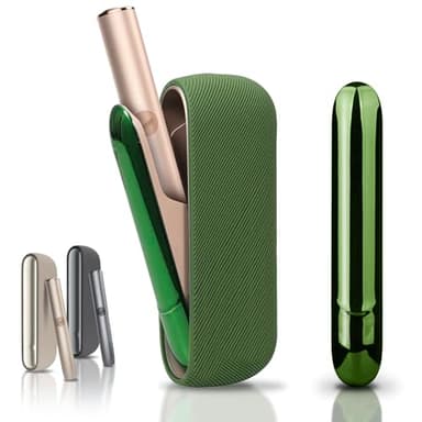 Funda compatible con IQOS ILUMA, funda + frontal magnética, funda lateral magnética, funda protectora de material suave, bolsa accesorios iqos (Dark Green)