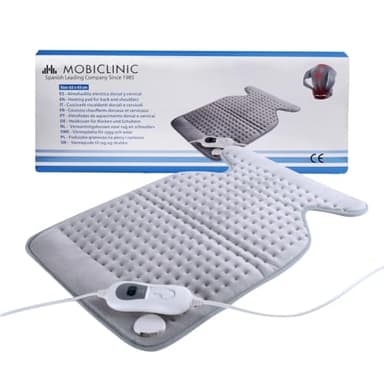 Mobiclinic, Almohadilla eléctrica, Dorsal y cervical, 62x43, Muy bajo consumo, 100w, Térmica, 3 niveles de calor, Apagado automático, Lavable, Para espalda, Esterilla