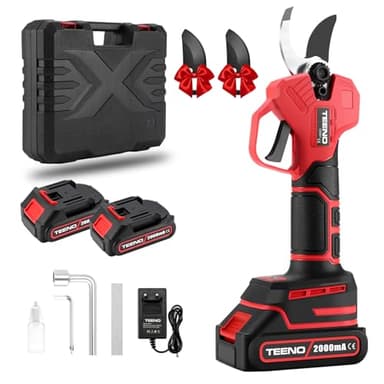 TEENO Tijeras de Podar Electricas Inalámbricas,Motor sin Escobillas,2 * 2000mAh Batería, Tijera para Jardinería Podadora Adecuada para Jardines, Ramas,Huertos