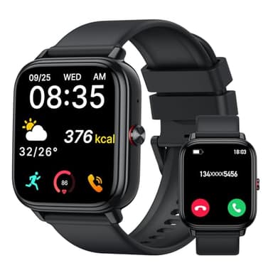 Reloj Inteligente Hombre Mujer, 1.83"HD Smartwatch con Llamadas Bluetooth, Batería de 1000mAh, Autonomía de 20 Días, Impermeable IP68, 110+ Deportivos Modos, Reloj Deportivo para Android iOS