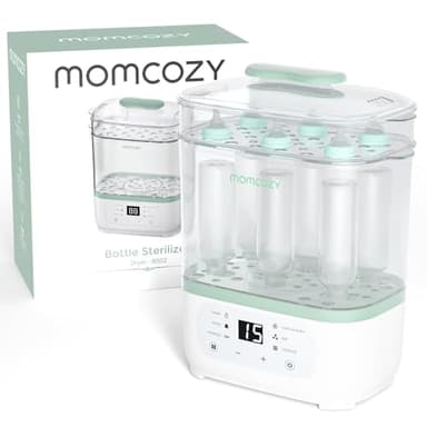 Momcozy Esterilizador eléctrico 3 en 1 para biberones con función de secado: esterilizado, secado y calentamiento, capacidad de 8 botellas, protección de gérmenes 24 horas, multifuncional para