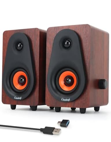 cinnkeyi Altavoz de PC de Madera USB para Ordenador portátil y de Escritorio, Altavoces estéreo 2.0 con Membrana integrada, Plug & Play, Ideal para música y película (C5203-EU)