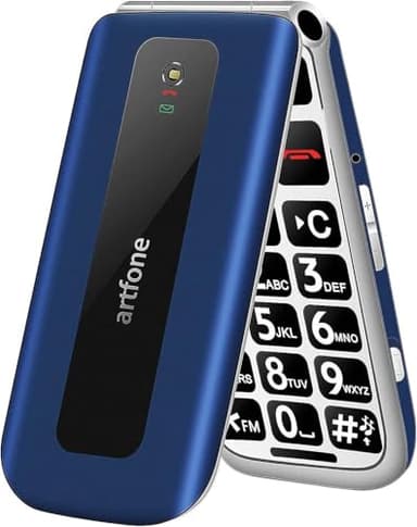 artfone F20 Teléfono Móvil para Mayores, Senior Móviles de Teclas Grandes, SOS Botón, Pantalla de 2,4 Pulgadas, 2G gsm, Doble SIM, Sonido Fuerte de Radio, 1300mAh Batería, Azul