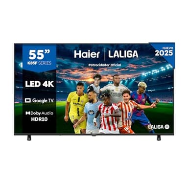 Haier Direct LED 4K UHD H55K85FUX 55 Pulgadas, Smart TV, Google TV, Dolby Audio, HDR10, Smart Remote Control, Google Assistant, Bluetooth 5.1, DBX TV, HDMI 2.1 x 4, Sin Marcos, 2025