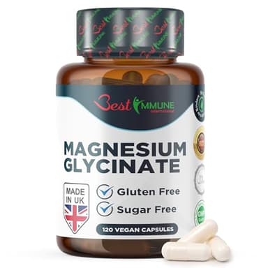 Best Immune Glicinato de magnesio 1000 mg por porción Dosis Ideal 120 Cápsulas Veganas de alta biodisponibilidad Producto natural