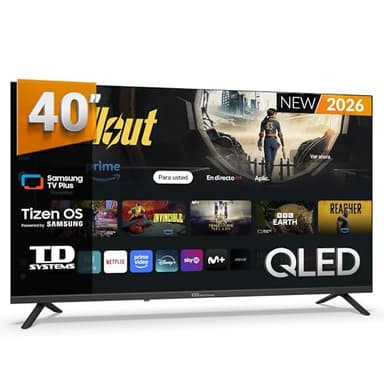 TD Systems - Smart TV 40 Pulgadas QLED Samsung TV Tizen OS 8.0. Triple Tuner (DVB-T2/C/S2). Televisores con Samsung Smart TV Gaming Hub. Televisión del 2026 - PRIME40QC22TIZEN