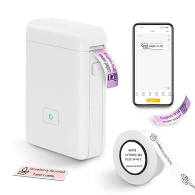 vretti Impresora Etiquetas Autoadhesivas, Mini Etiquetadora Adhesivas Bluetooth, Fabricante de Pegatinas para Smartphones, para el Hogar, Colegio, Tienda, Nombre, Compatible con Android y iOS
