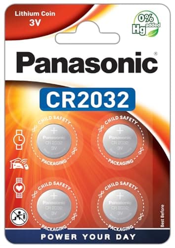 Panasonic CR2032 Batería de Litio de botón 3 V Pack de 4