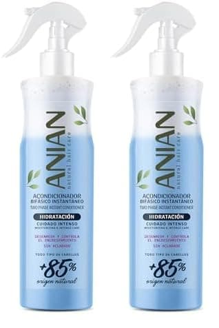 ANIAN - Acondicionador sin Aclarado, 400 ml, Acondicionador Bifásico Hidratación, para Todo Tipo de Cabellos, Desenreda y Controla el Encrespamiento, con Proteína de Seda, Trigo y Queratina