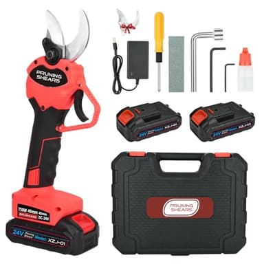 40mm Tijeras de Podar Electricas,con 2x3000mAh Bateria,Tijeras de Podar Bateria Adecuado Para JardineríA, Parques,Arboles Frutales,Bellota,Viñedos