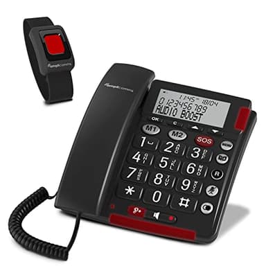 Amplicomms BigTel 50 Alarm Plus SOS Telefono Cordless con tasti grandi per anziani - Telefoni con Volume Alto per ipoudenti - Telefoni compatibili con apparecchi acustici - Telefono con numeri grandi