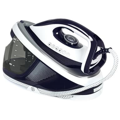 HOMCOM Centro de Planchado 2600W 100 g/min 8 Bares Función ECO Suela de Cerámica Planchado Vertical Potente Apagado Automático Sistema Antical Autolimpieza Depósito Extraíble 1,5 L Azul