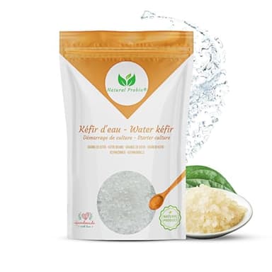 Natural Probio® Kéfir de agua - Kit de inicio de cultivo - Granos de kéfir de frutas + Instrucciones completas, receta y consejos + Acceso a Ebook y recetas (10g deshidratado / 60g rehidratado)