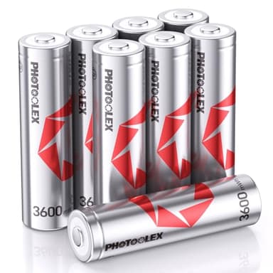 PHOTOOLEX Pilas Recargables AA (Paquete de 8), 1,5V Baterías de Litio 3600mWh de Alta Capacidad, 1600+ ciclos Pilas Recargable Doble A de Larga duración con Caja de Almacenamiento