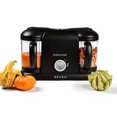 BÉABA Babycook Duo, Robot de cocina infantil 4 en 1, Tritura, cocina y cuece al vapor, Rápido en 15 minutos, Comida casera para bebés y niños, Capacidad XXL, 2 x 200 ml, Negro