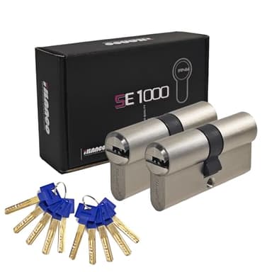 HEXIHER Cilindro de cerradura macizo con llave igual, juego de 2, cilindro de cerradura 30/40 latón con 10 llaves - Longitud: 70 mm, A: 30 B: 40 - SE1000