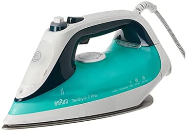 Braun Texstyle 7 Pro SI7042GR - Plancha para la Ropa de Vapor de 2400W con Suela Bidireccional Eloxal 3D, Golpe de Vapor de 220gr/min, Sistema Antical y Antigoteo, Color Verde