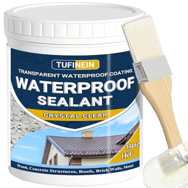 Revestimiento Impermeable Definitivo 1KG, TUFINEIN Sellador Invisible Impermeable Transparente Interiores y Exteriores, Liquido Impermeable Transparente Pintura al Agua