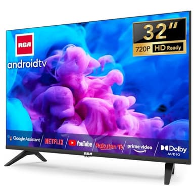 RCA Smart TV 32 Pulgadas LED HD Android Televisión con Google Assistant, Google Play Store, WiFi, Bluetooth, Chromecast Incorporado, Sintonizador Digital (DVB-T/T2-C-S/S2) - SRA32HQ1, 2024