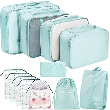 YORFULL Organizador Maleta, 12 Piezas Packing Cubes Compression, Organizador Viaje Accesorios - Bolsas para Ropa, Neceser Maquillaje, Bolsa Aseo, Organizadoras Maleta Viaje