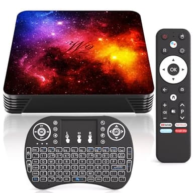 Android 12 TV Box 4GB RAM 128GB ROM Smart TV Box Quad Core 3D 4K UHD H.265 Media Player 2.4G/5G WiFi Dual Band Bluetooth 4.2 HDMI Cable USB 2.0 Mini Wireless Keyboard