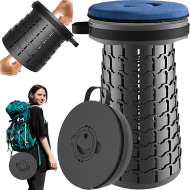PLOGGING Taburete Plegable XXL Mejorado, taburetes portátiles para Adultos, Silla Plegable más Resistente con Capacidad de Carga de 1000 Libras, Ajustable, retráctil, Taburete de Camping para