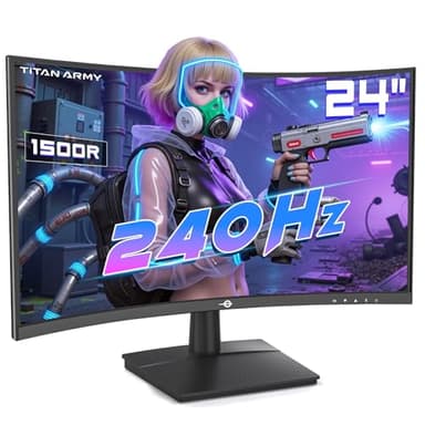 TITAN ARMY 24 Pulgadas 240Hz Curvo Gaming Monitor, Curvatura 1500R FHD 1920 x 1080p PC Monitor 1ms, G-Sync&FreeSync,110% sRGB HDR,HDMI,DP,C24A1H