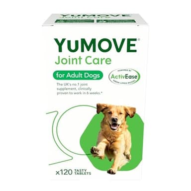 YuMOVE Condroprotector Perros Adultos 5-8 Años 120 Tabletas - 150mg Cada Pastilla Patente Pendiente Mejillón Labio Verde ActivEase, Glucosamina, Condroitina - Movilidad Articulaciones Todas Las Razas