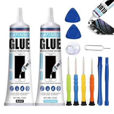 LIKFCBOND Pegamento Teléfono, Pegamento Smartphone, Adhesivo para Reparación Pantallas Teléfonos Móviles, Para Reparar la Pantalla de un Teléfono Móvil o un Ordenador Portátil, 2 Piezas, 15ML