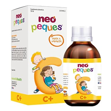 NEO PEQUES - Jarabe con Vitamina C y Zinc para Niños - Complemento Alimenticio Infantil para el Sistema Inmunitario - Sabor a Naranja - Sin Alérgenos ni GMO - Apto desde 6 Meses - 150 ml