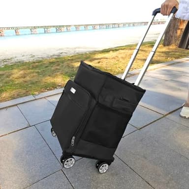 HipierFx Nevera Portátil con Ruedas 40 litros Plegable Nevera Playa a Prueba de Fugas para Picnics Camping y Playa (Negro)