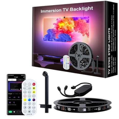 MIWATT TV LED luces 3M que cambian sincronizadamente con la imagen de TV TV retroiluminación con sensor AR sincronización de música App RGB control inteligente tira de LED para TV PC 32-50inch