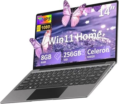 2025 Newest Ordenador portátil 14 Pulgadas N4020 hasta 2,8 GHz Portátil 8GB LPDDR4 RAM 256GB SSD Soporte 1TB SSD Expansión portatil 5G WiFi BT4.2 USB, WiFi, Mini-HDMI, 1920*1080 IPS HD Pantalla-Gray-A