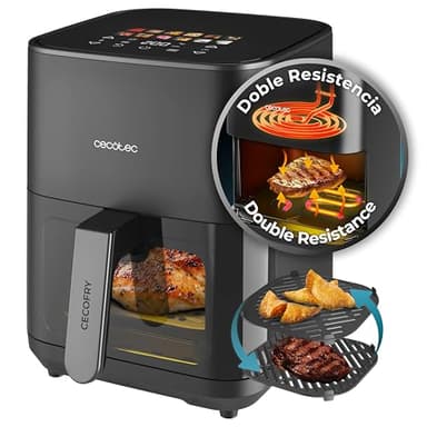 Cecotec Freidora de Aire sin Aceite de 4L con Doble Resistencia, Plancha, Grill, Air Fryer Cecofry&Grill Duoheat 4000. 1900W, Pared Divisoria Móvil, Temperatura Regulable 40-200°C, 10 Menús